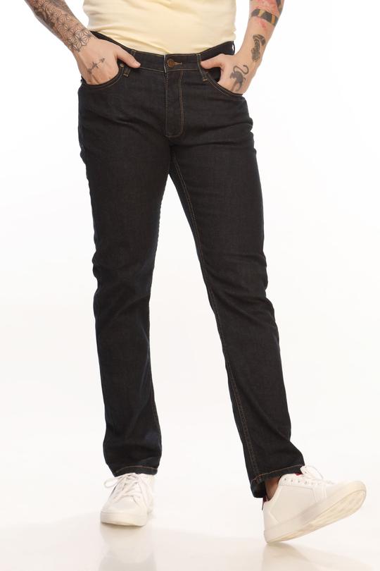 Rinse Wash Navy Jeans With Contrast Thread